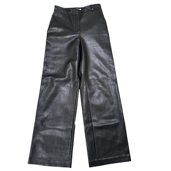 BABATON Soft Faux Leather High Waisted Wide Leg Trousers Black, size 4 - Picture 1 of 8